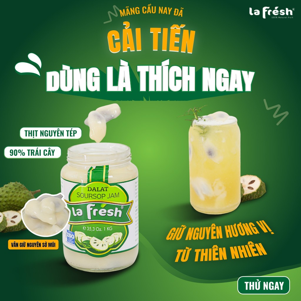 MỨT MÃNG CẦU NGUYÊN MÚI LAFRESH ĐÀ LẠT 850GRAM 90% Trái cây CHUYÊN DÙNG PHA CHẾ