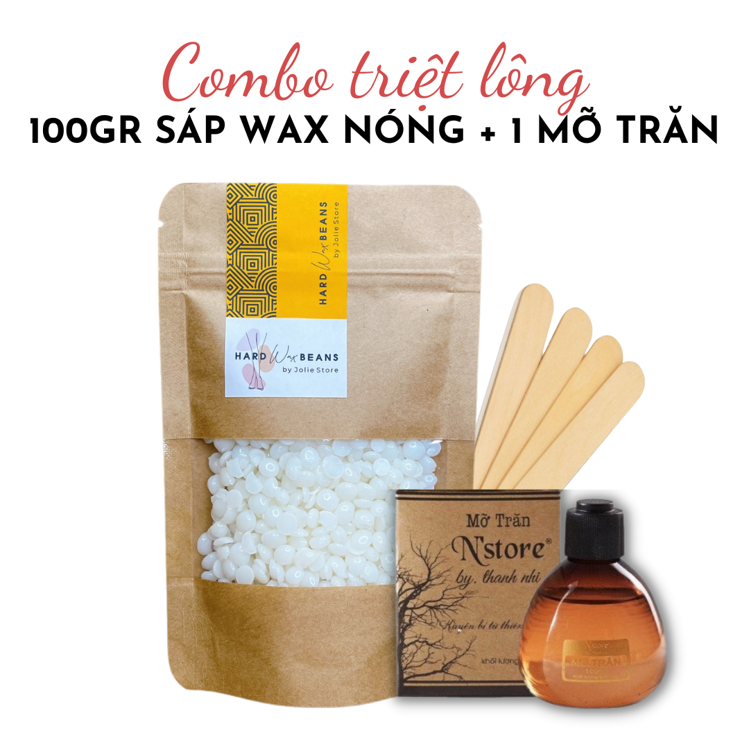 Combo triệt lông sáp wax nóng wax lông nhập khẩu tặng mỡ trăn nguyên chất triệt lông nách, tay, chân, bikini