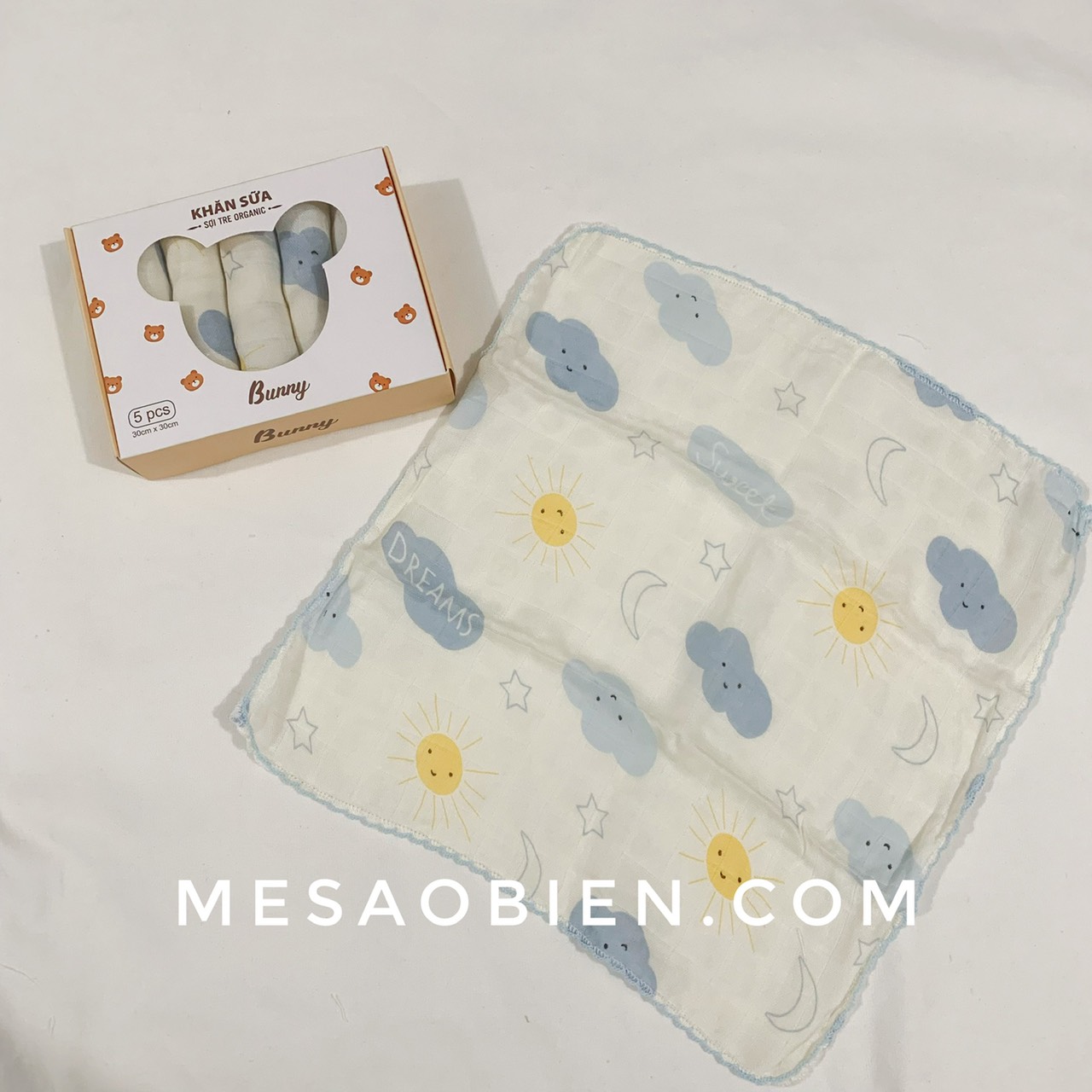 Box of 3 Molli 6-Layer Milk Towels, Size 27X27Cm