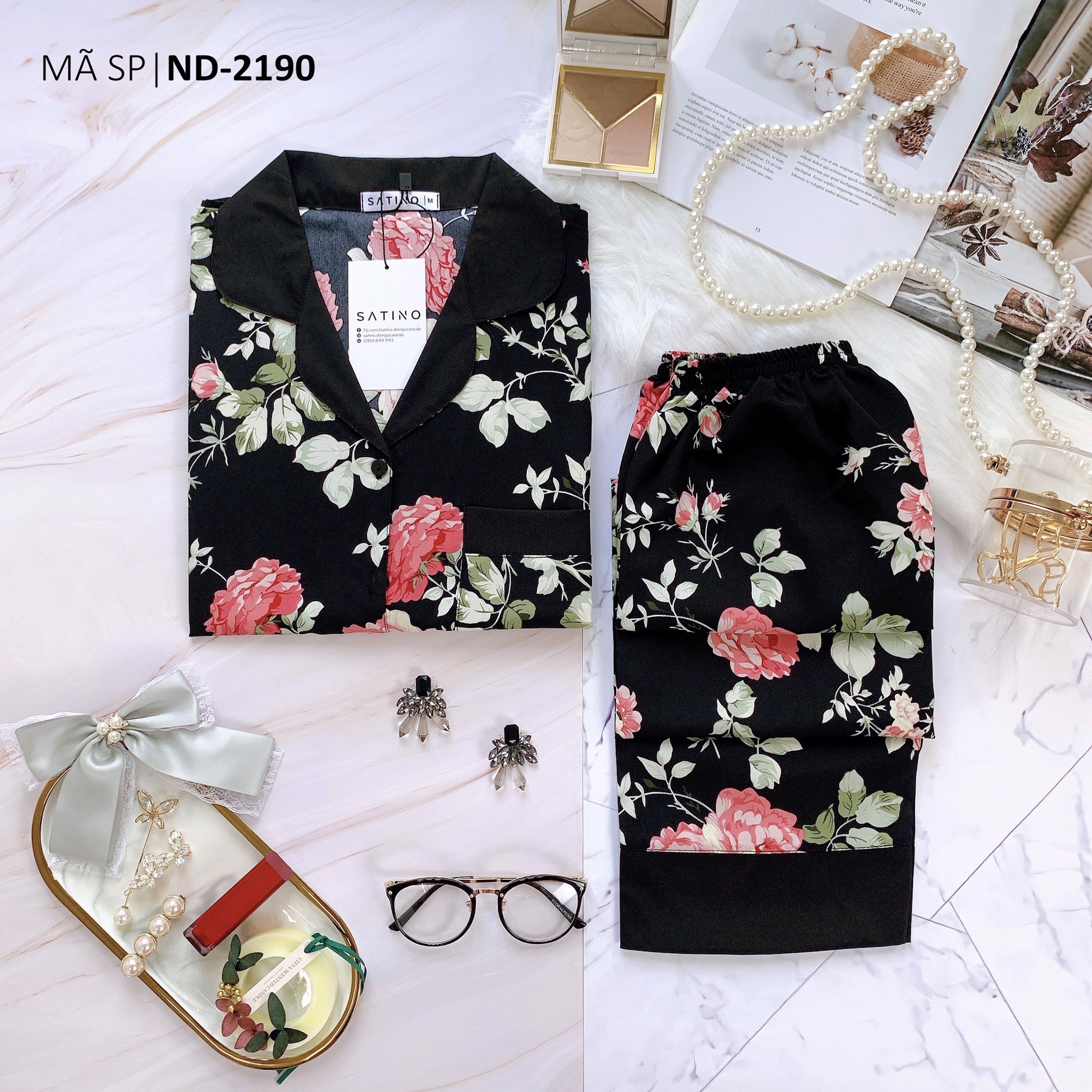 [COMBO 3 BỘ 499K] Pijama TNQD - Peony Black