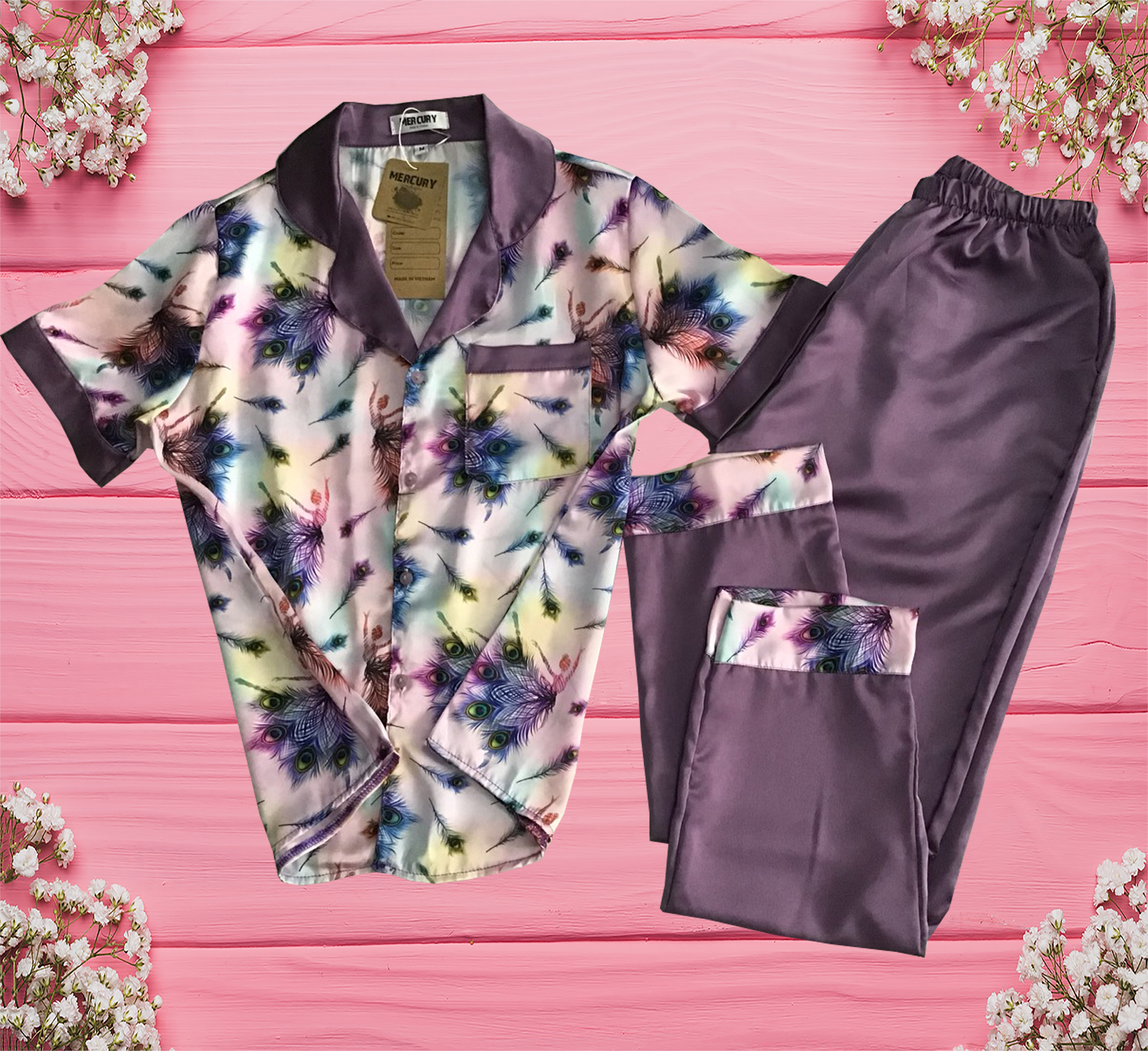 Ảnh thật 100% - Đồ bộ Pijama Mercury lụa satin