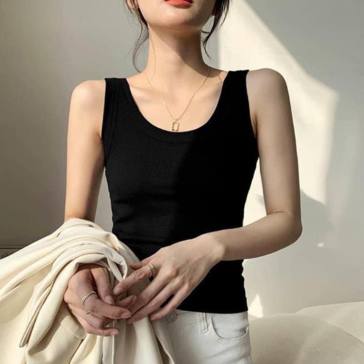 Áo ba lỗ thun gân mệm mịn co giãn 1102, áo ba lỗ ko đệm thun gân qccc