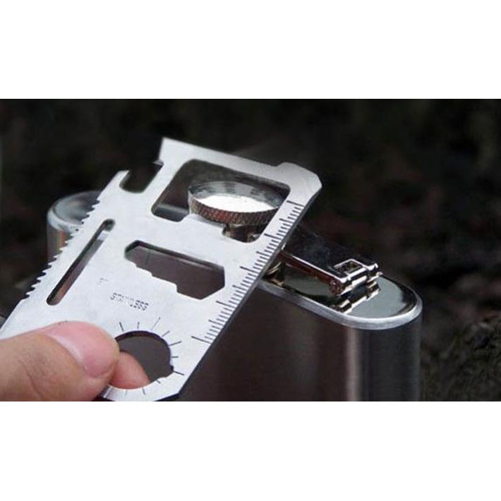 Bộ 5 Miếng Thép Đa Năng 11 Công Dụng Thẻ Phượt Đa Năng - MIẾNG THÉP ĐA NĂNG - Steel Credit Card Survival Tool (Màu Bạc)