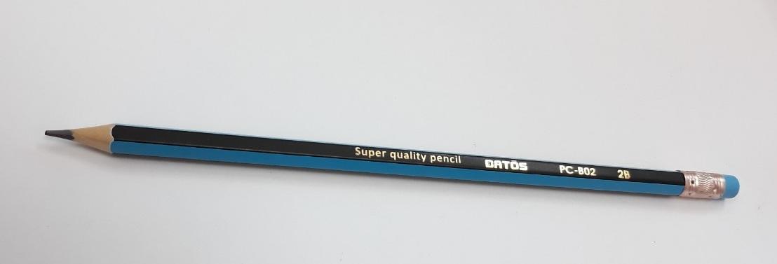 Bút chì gỗ có gôm 2B Batos Pencil PC-B02( hộp 12 cây)