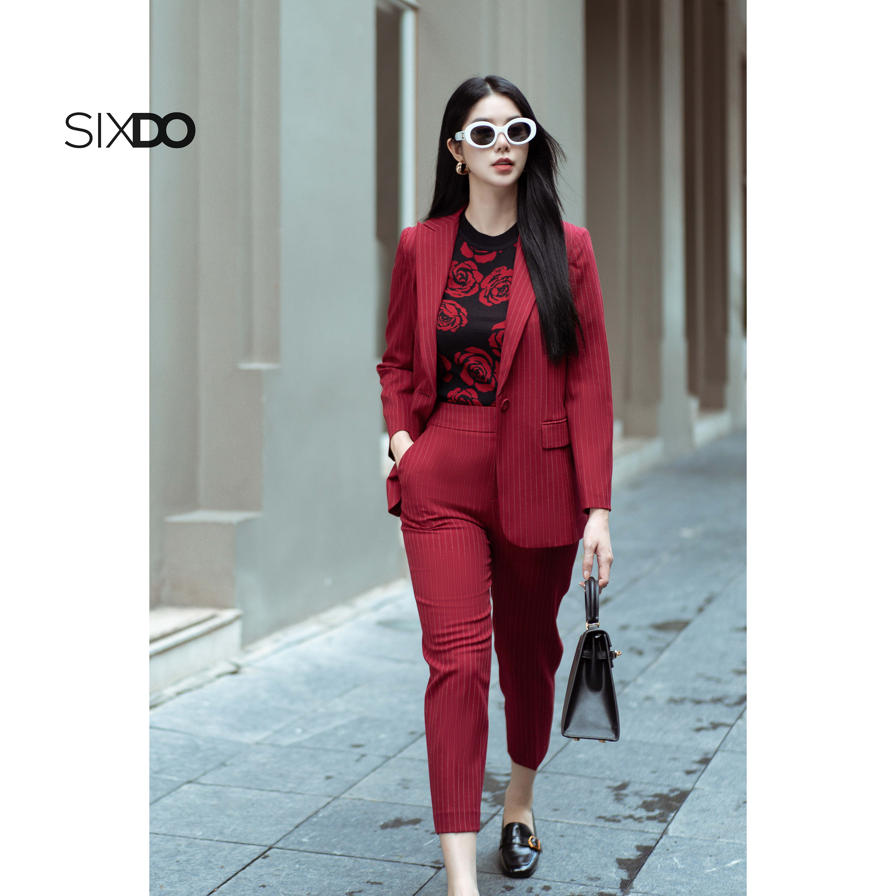 Áo vest nữ kẻ sọc SIXDO (Stripe Single Breasted Woven Vest)