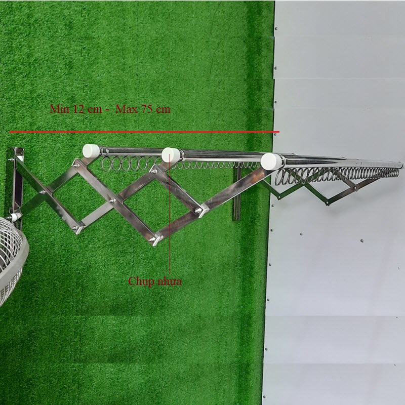 [HCM]Giàn phơi thông minh - Sào phơi xếp gọn bắt tường có khoen inox 304 các size