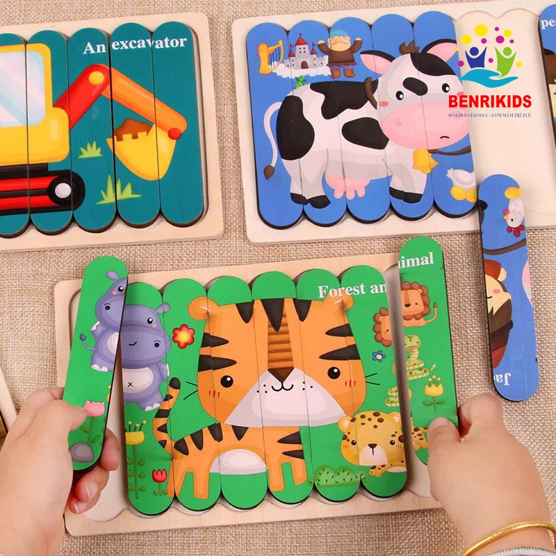 Baby kid wooden puzzle activity educational easel intelligence puzzle toy