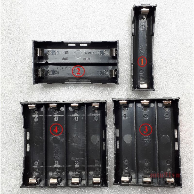 khay 2p))Đế Pin Li-ion 18650 Khay Hàn 2 Pin