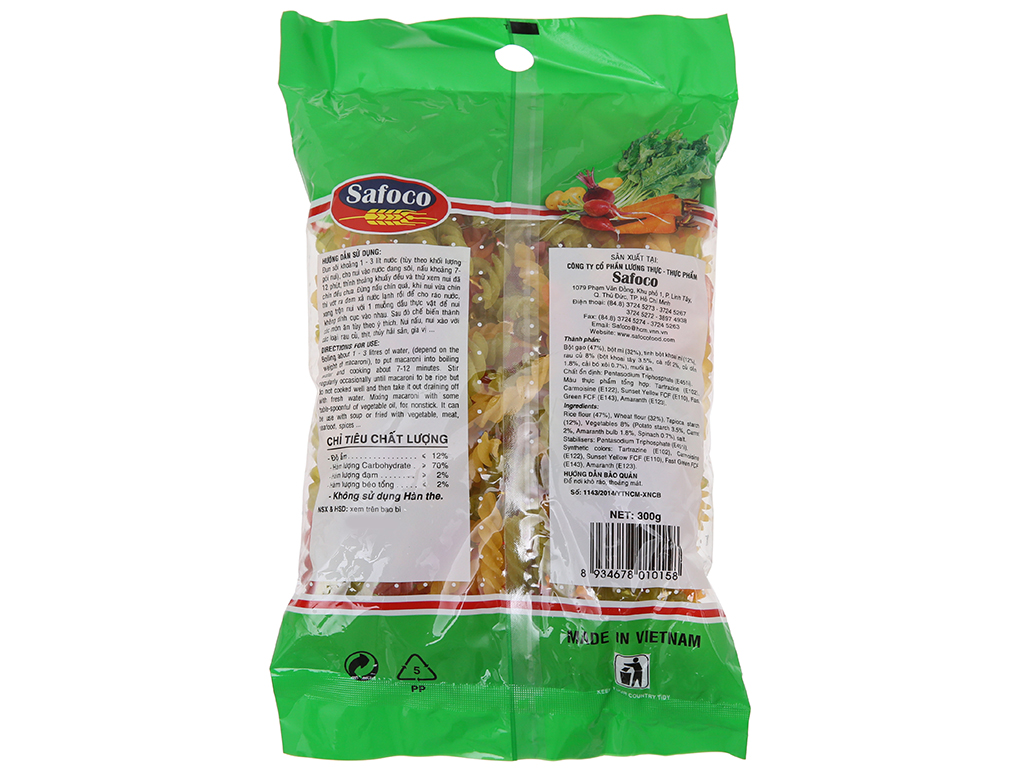 Nui Rau Củ Safoco 300g