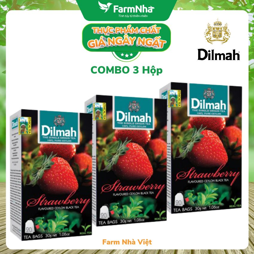 Trà dilmah strawberry vị dâu túi lọc 30g 20 túi x 1.5g - tinh hoa trà sri lanka