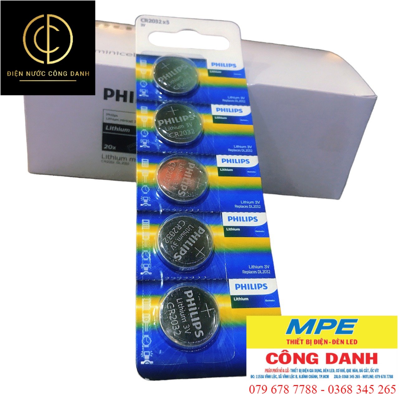 Pin Minicell Philips Lithium CR2032 - 3V: Vĩ 1 Viên (Cmos - CR2032 )