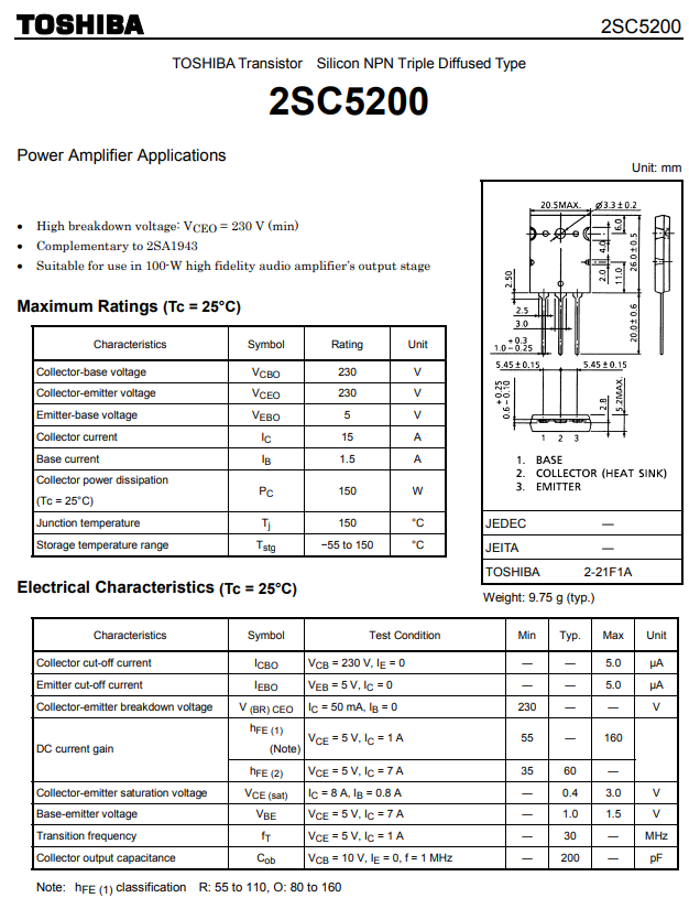 Transistor công suất chuyên cho âm thanh A1943 - C5200
