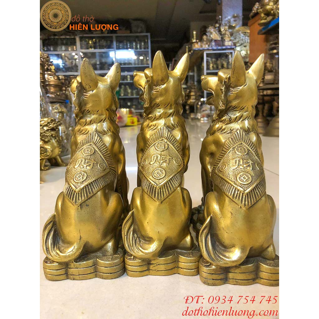 Tượng Chó Bằng Đồng Phong Thủy Tài Lộc Cao 20cm