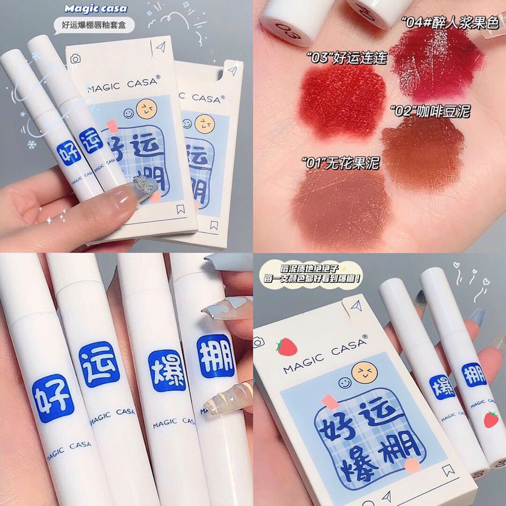 🎀 Set 4 Son Kem Lì Magic Casa Hán Tự