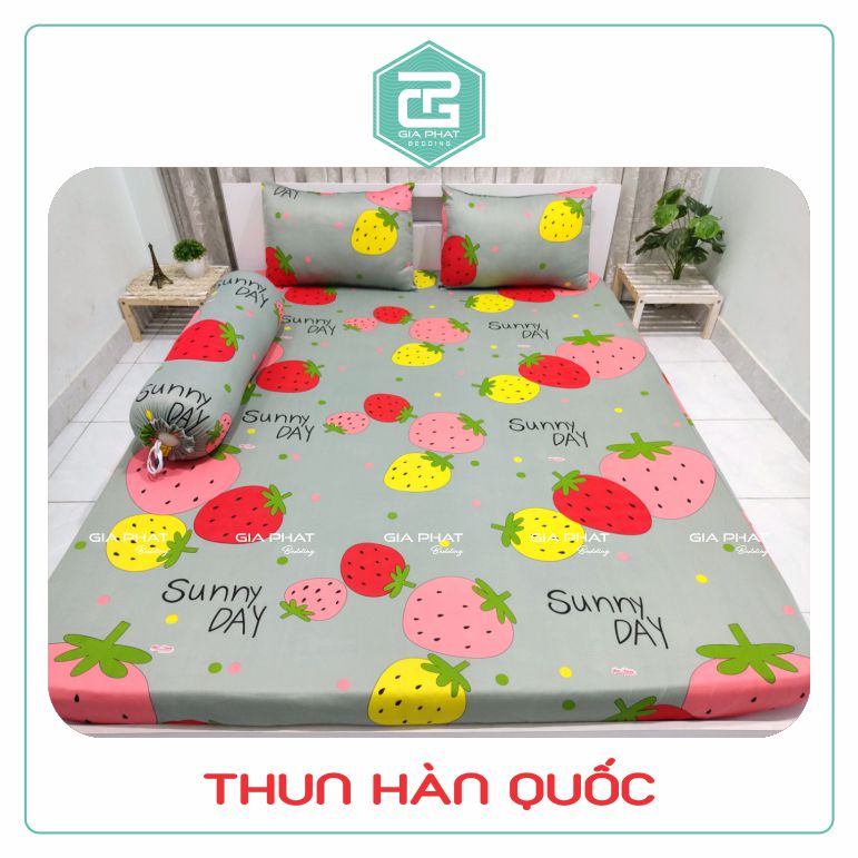 Bộ ga gối Thun Lạnh Hàn Quốc { 4 món : 1 ga bọc + 2 vỏ gối nằm + 1 vỏ gối ôm }