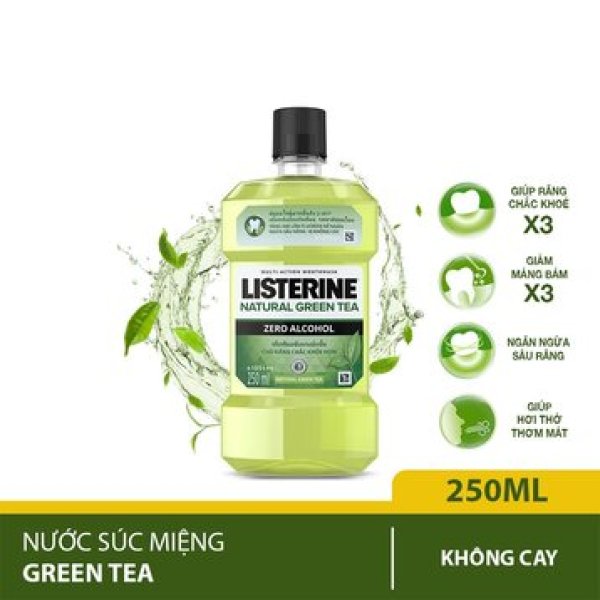 Nước Súc Miệng Listerine Ngừa Sâu Răng Vị Trà Xanh Không Cay - Natural Green Tea