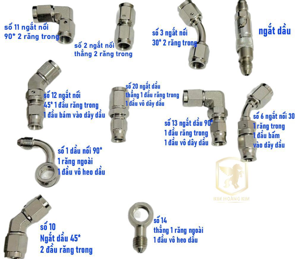 Đầu dây dầu ngắt dầu inox 45-90 độ - adapter nối inox 304 đủ loại hàng chất lượng gắn xe máy moto