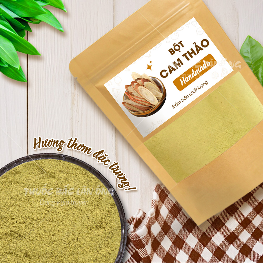 Bột cam thảo 100g, nguyên chất, thơm mịn, bột pha uống, đắp mặt - Lãn Ông