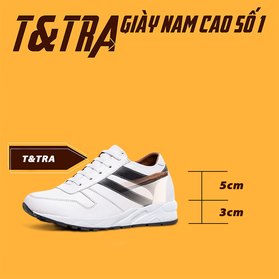 Giày Cao Nam T&TRA T20Trắng cao 8CM