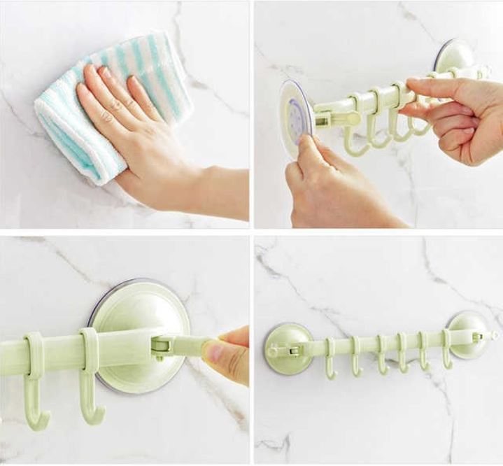Thanh Treo Đồ 6 Móc Hút Chân Không 2 Đầu Siêu Chắc