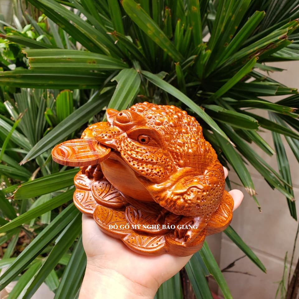 Cóc ngậm tiền thiềm thừ gỗ hương 15x14x11cm