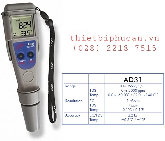 Bút đo độ dẫn điện EC/ TDS / Nhiệt độ AD31 - Adwa