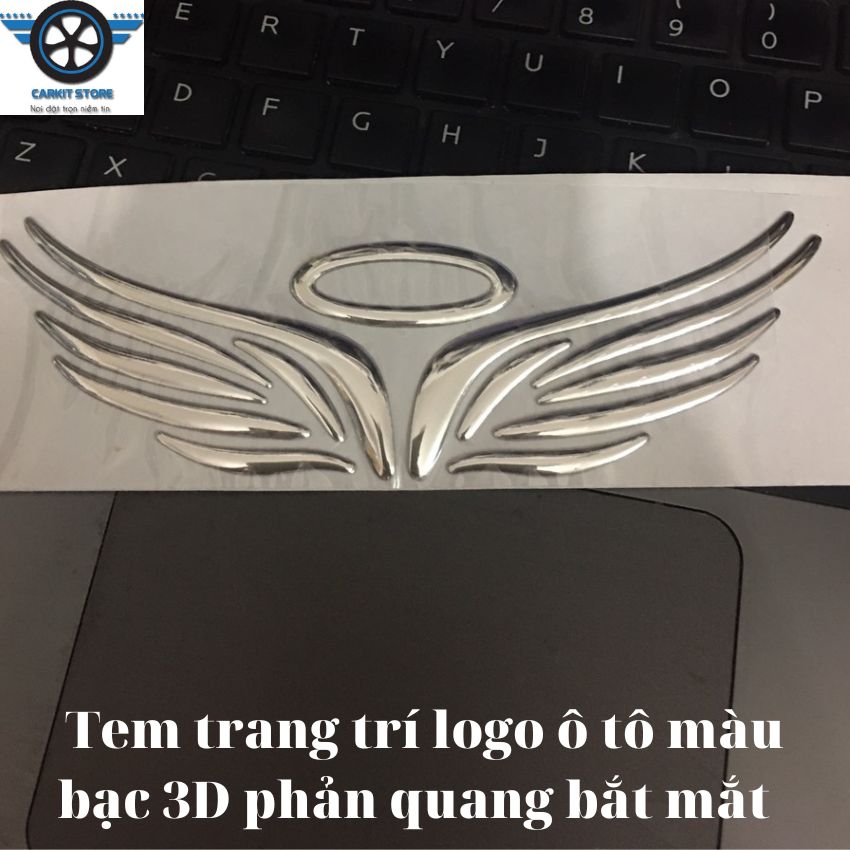 Tem,decan dán trang trí logo xe hơi,Đôi Cánh Thiên Thần 3D