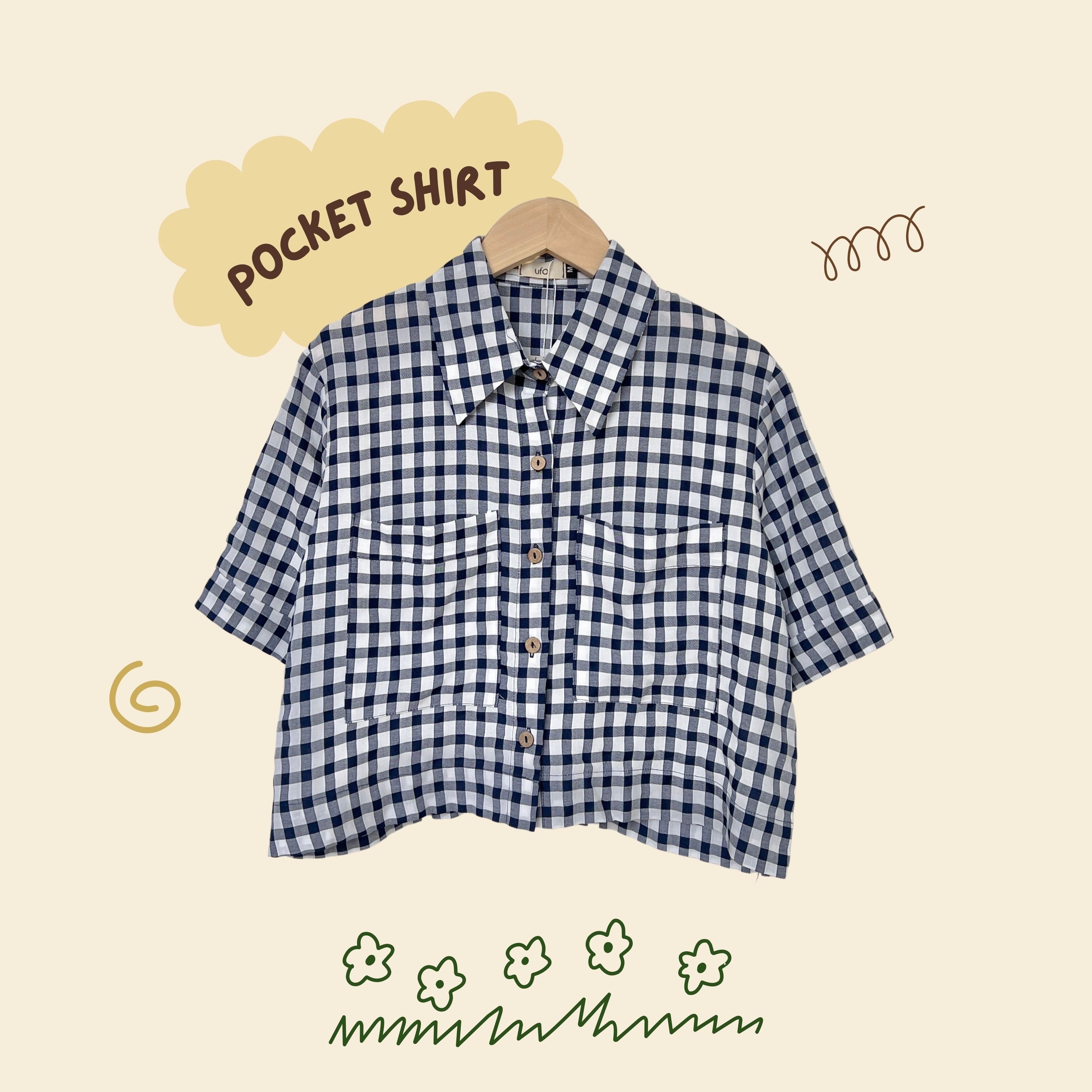 [Nhập LAZLOOK99 GIẢM 100K/500K] Áo sơ mi dáng lửng vải đũi sần - Pocket Shirt - ufo.thebasic