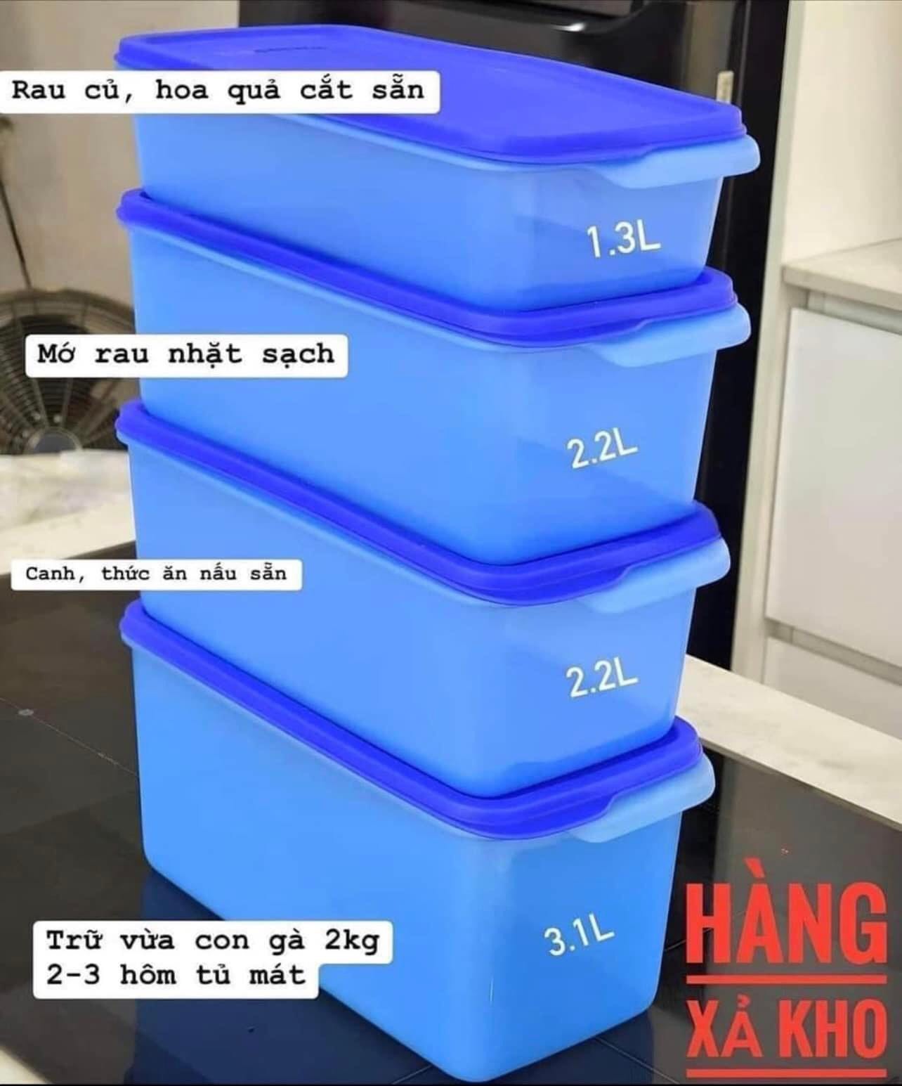 Bộ hộp one touch 750ml TUPPERWARE, nắp 1 nhấn kín khí, kín mùi, giữ thực phẩm lâu