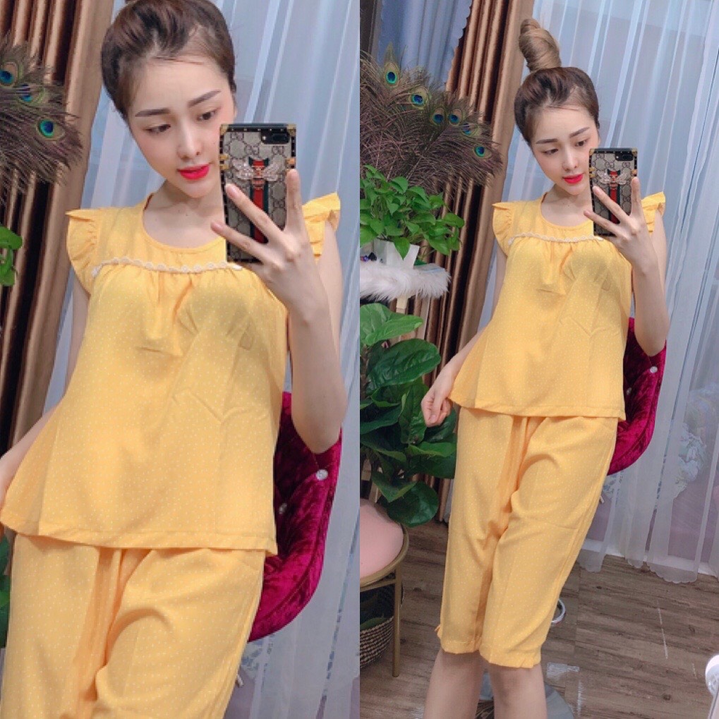 [HCM]ĐỒ BỘ LỤA LỬNG CHẤM BI DỄ THƯƠNG (ẢNH THẬT) CÓ SIZE 40-75KG - LUA02