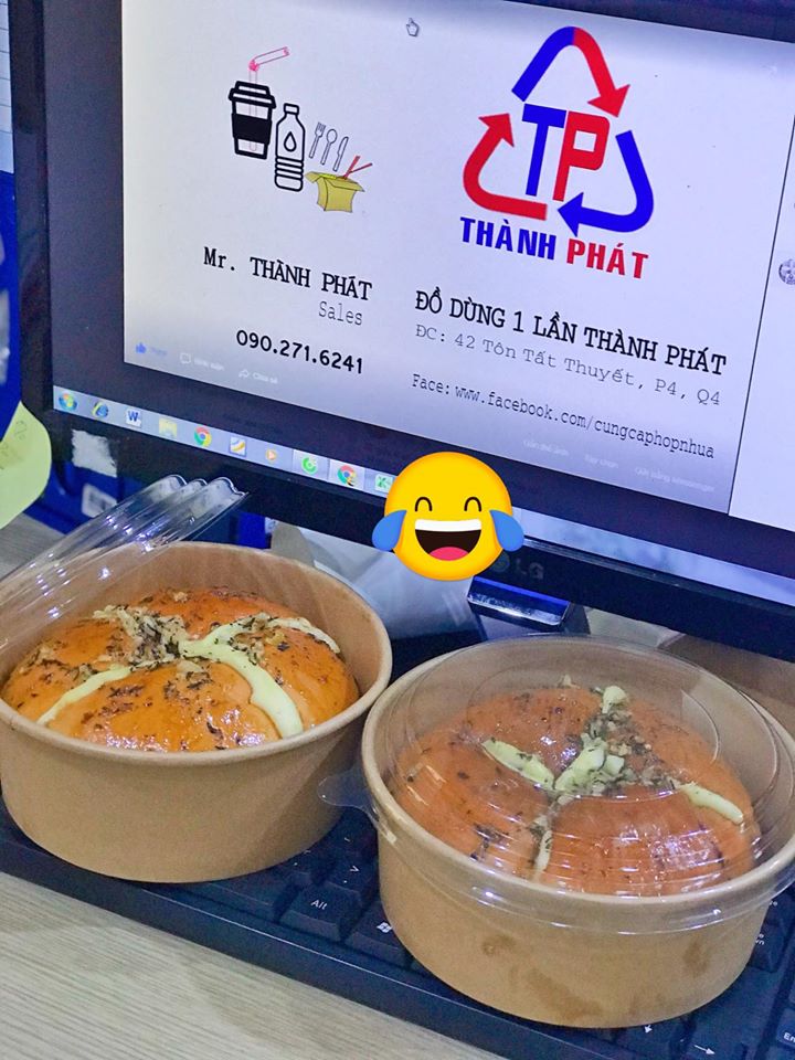 [HCM]Tô giấy kraft 750ml - Tô giấy Kraft màu nâu - Tô kraft 750ml - Tô giấy đựng bánh bông lan cháy tỏi