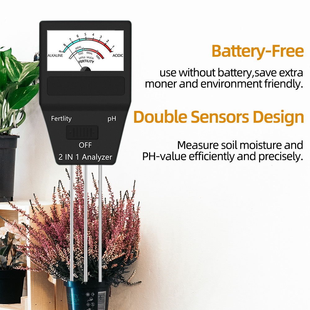 Máy đo độ ph đất, đo độ màu mỡ của đất 2 trong 1 Doctor Plant, Dụng cụ đo độ ph, kiểm tra dinh dưỡng đất trồng cây