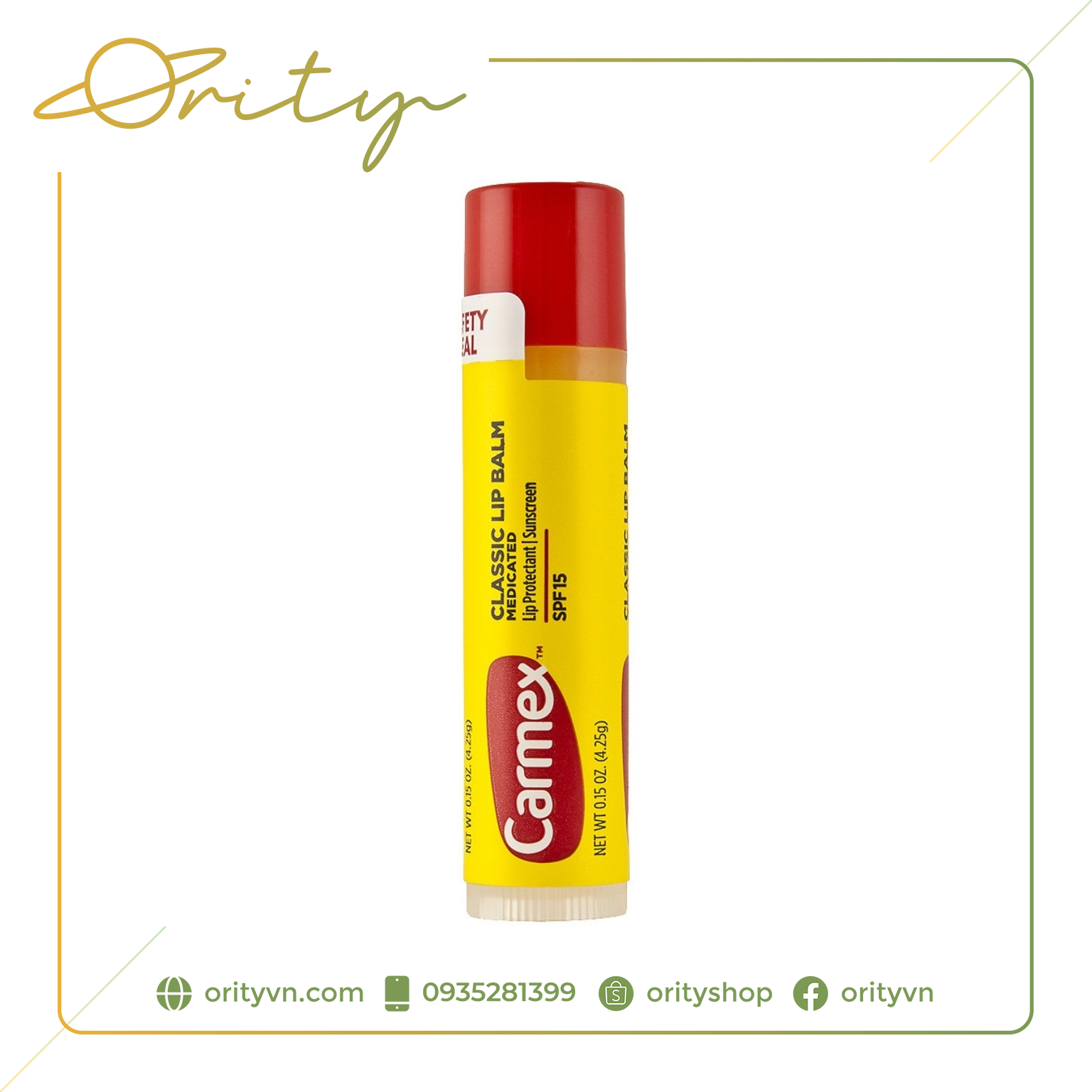 [Chính Hãng Nội Địa Mỹ] Thỏi son dưỡng môi, siêu cấp ẩm, không mùi Carmex SPF15