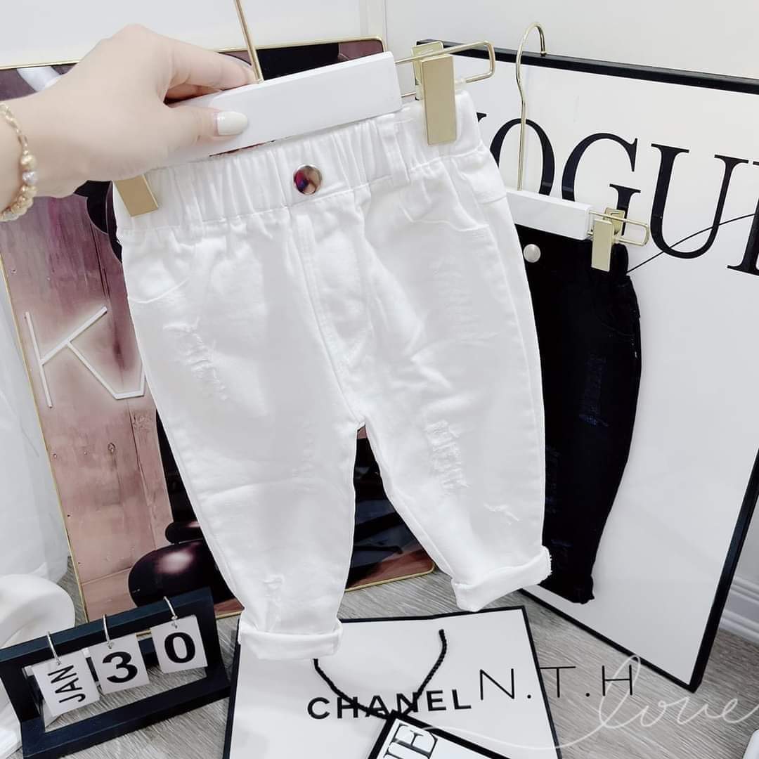 Quần kaki đen trắng rách loại đẹp