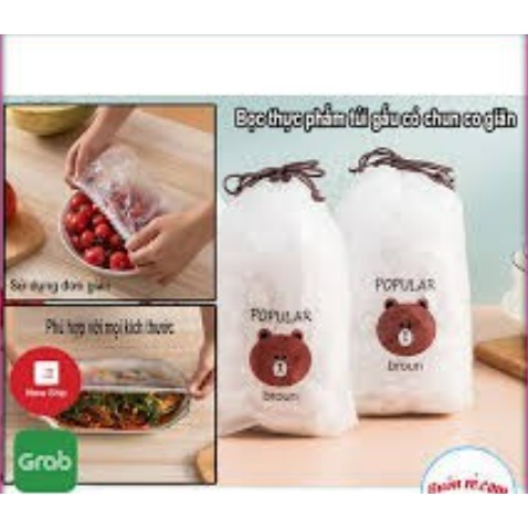 Combo 100 Màng Bọc Thực Phẩm Có Chu, túi gấu popular broun co giãn