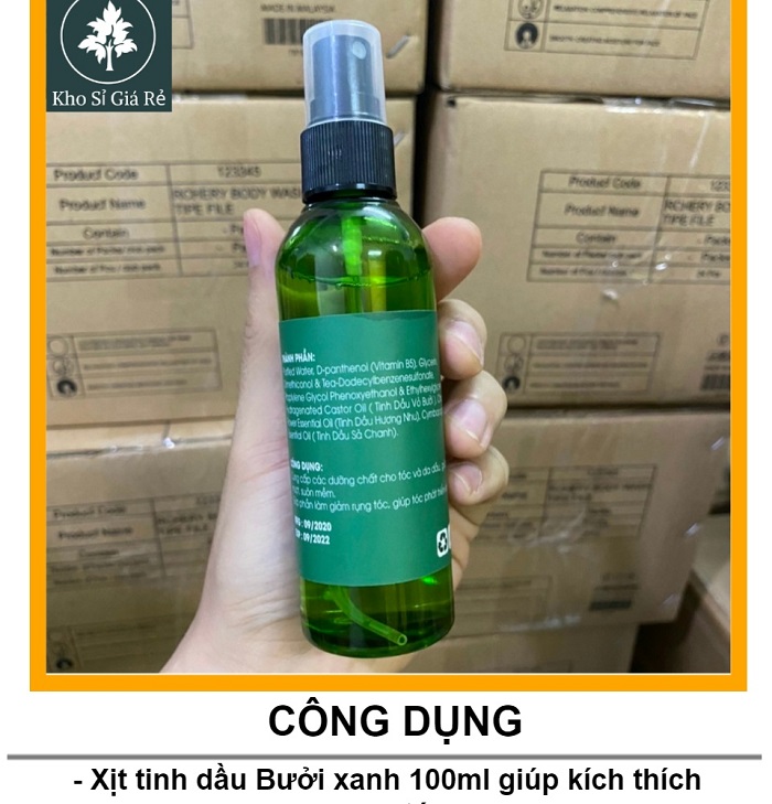 Tinh dầu bưởi xanh kích mọc tóc siêu dày và đẹp 100ml