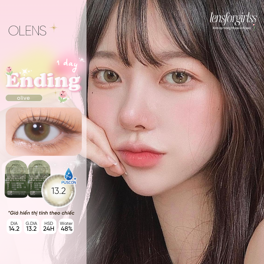 Kính áp tròng 1 ngày ending olive chính hãng olens | lens 1 ngày | lensforgirlss