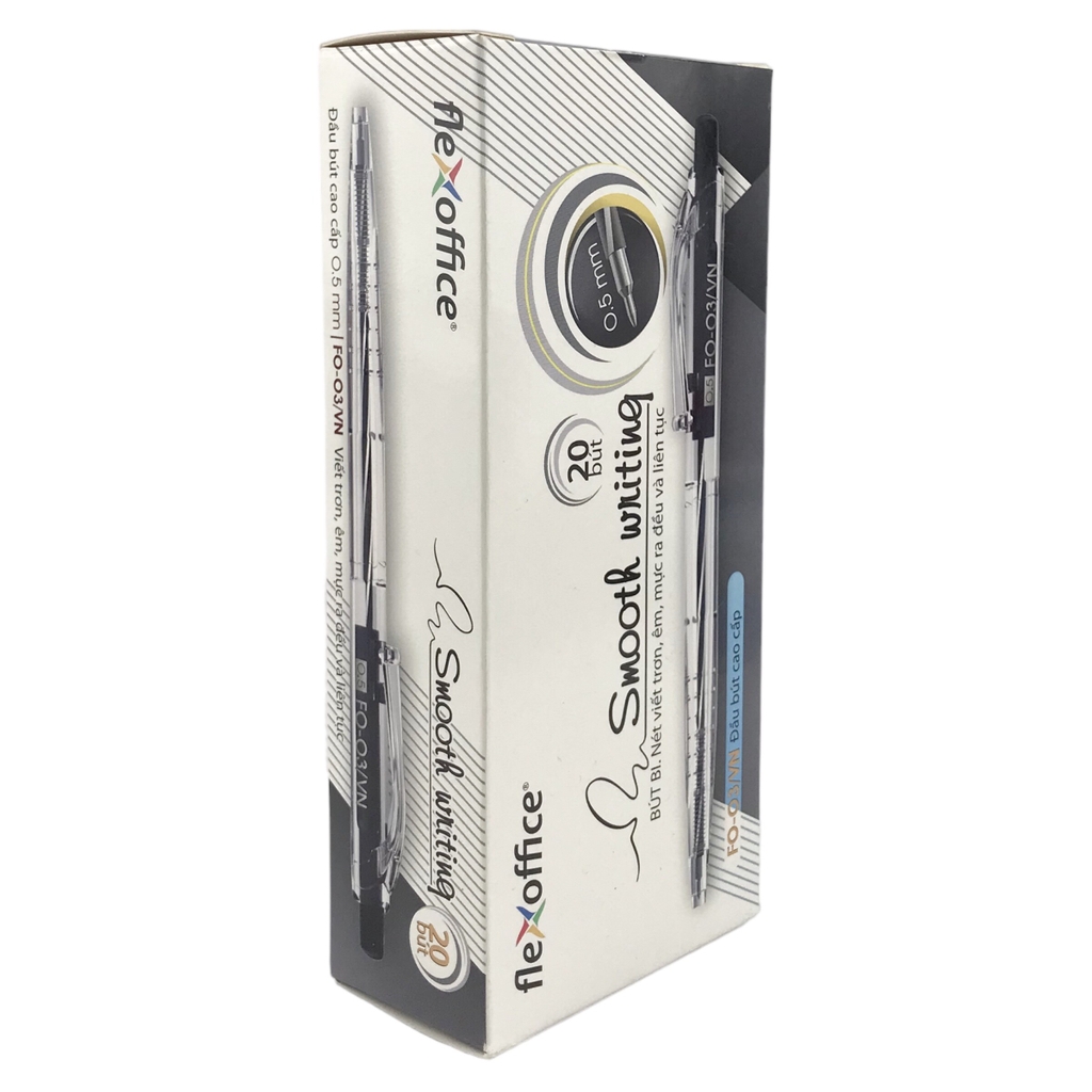Bút Bi 0.5mm Flexoffice FO-03 - Đỏ/Đen/Xanh (Quy cách đóng gói Hộp 20 chiếc)
