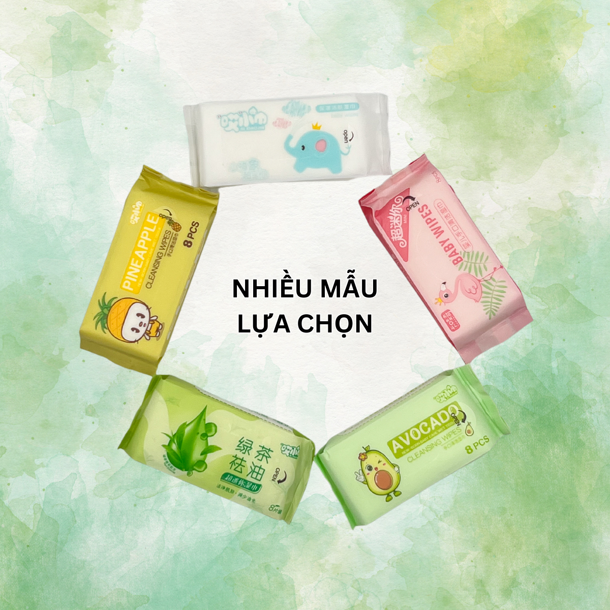 Khăn giấy ướt mini siêu tiện lợi 8 gói/ bịch