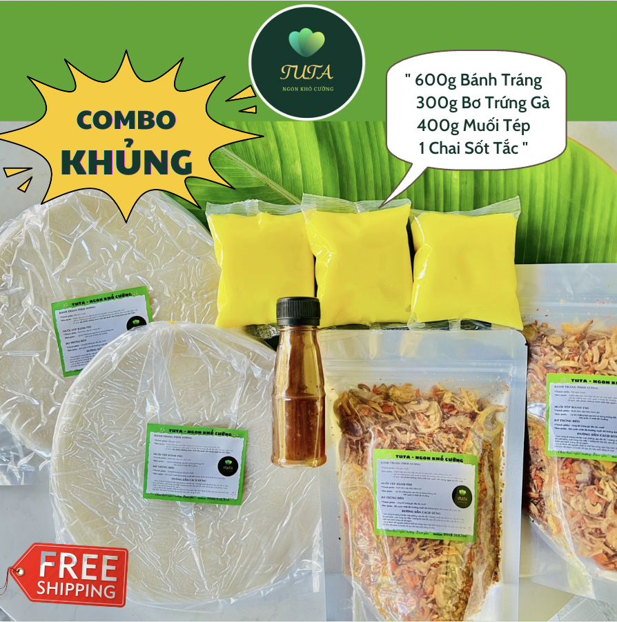COMBO Bánh Tráng Phơi Sương , Muối Tép Hành phi