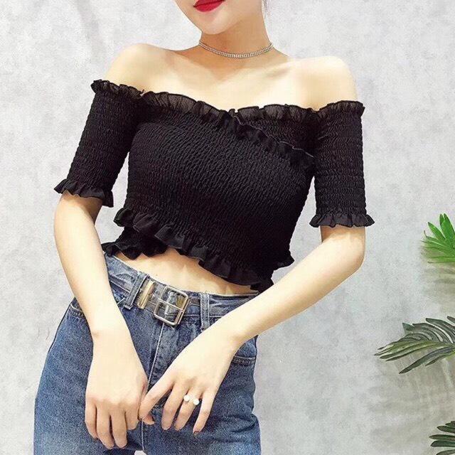ÁO KIỂU NỮ ÁO NHÚNG CHÉO DỄ THƯƠNG FORM DƯỚI 45 KG TRỞ LẠI,ÁO KIỂU KATE VOAN FORM ÔM CROPTOP