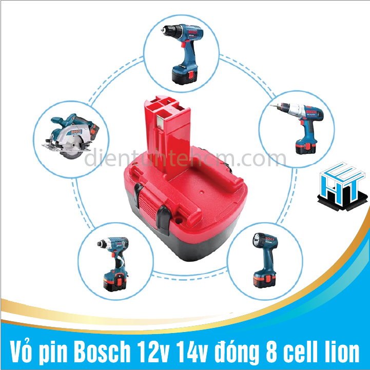 Vỏ pin Đỏ 12v 14v đóng 8 cell lion