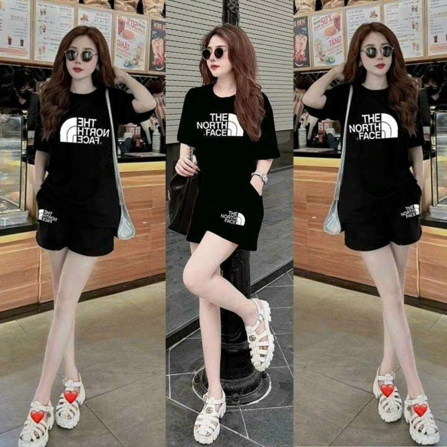 set đồ bộ short thun cotton thêu logo cao cấp