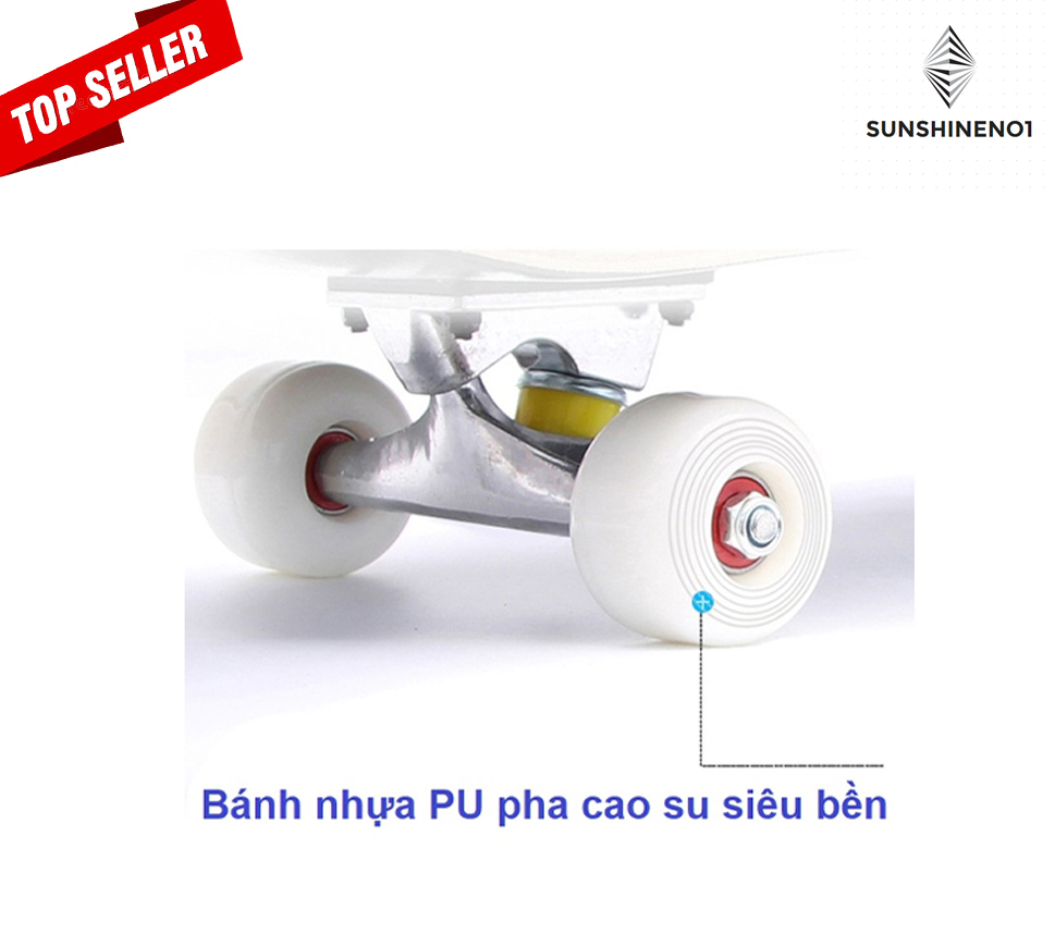 Ván Trượt Mặt Nhám - Bánh Cao Su - Siêu Bền - Vặn Ván