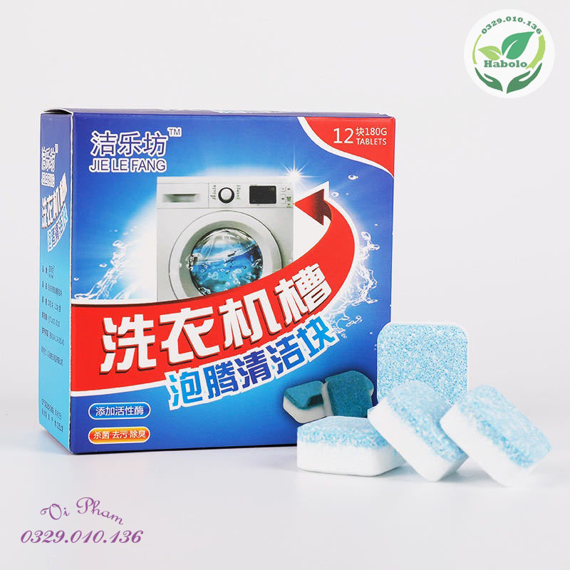 Hộp 12 Viên Tẩy Vệ Sinh Lồng Máy Giặt Nhật Bản - Tẩy Cặn Bẩn Máy Giặt.