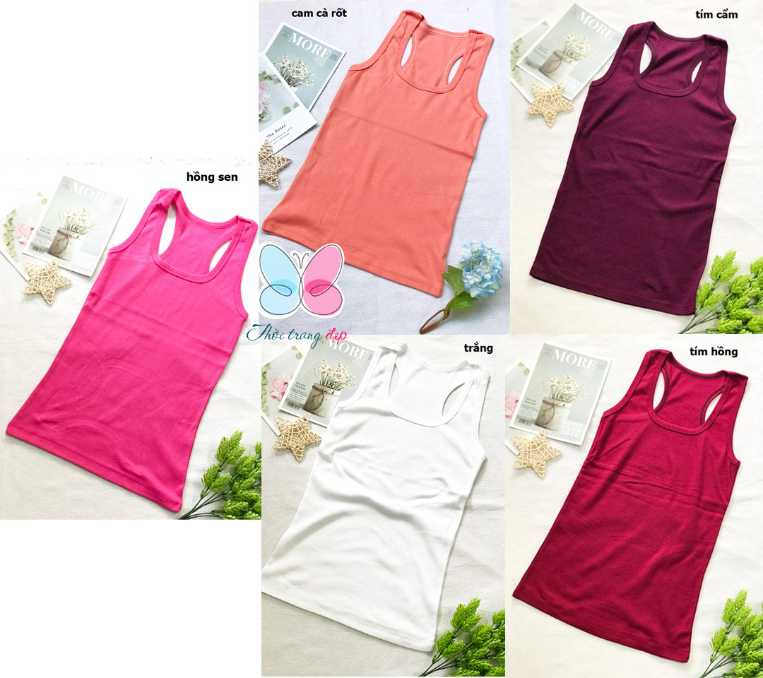 [HCM]Áo sát nách áo 2 dây Nữ thun borip màu trơn - từ 40-65kg