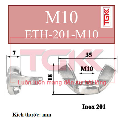 Đai ốc tai hồng 201