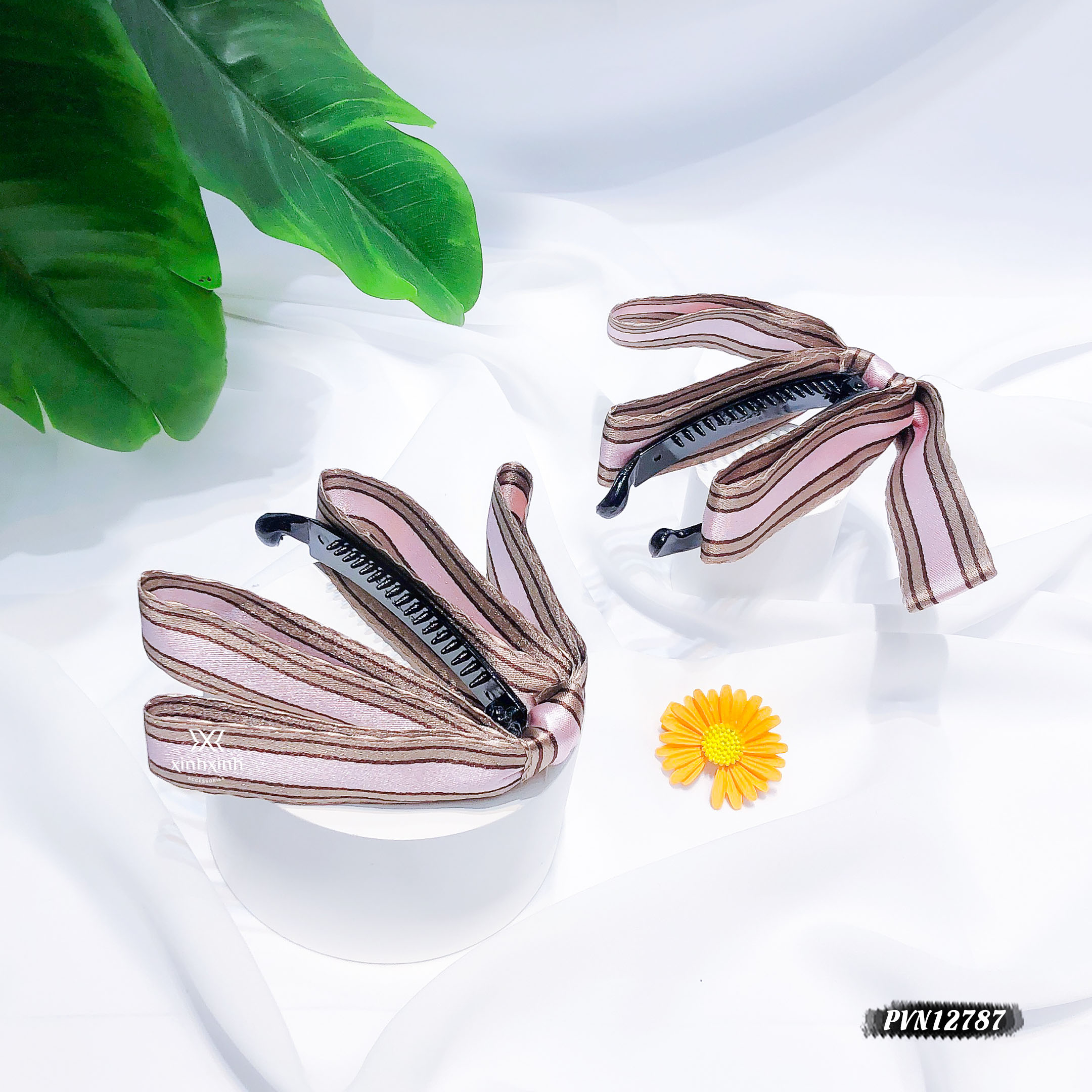Kẹp tóc, cặp tóc dọc làm phồng nơ kẻ rủ - Xinh Xinh Accessories