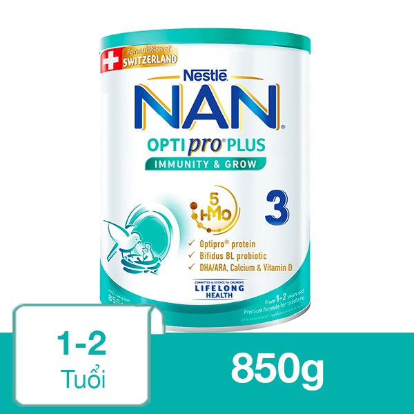 Sữa bột Nan Optipro Plus số 3 5HMO 850g Mới