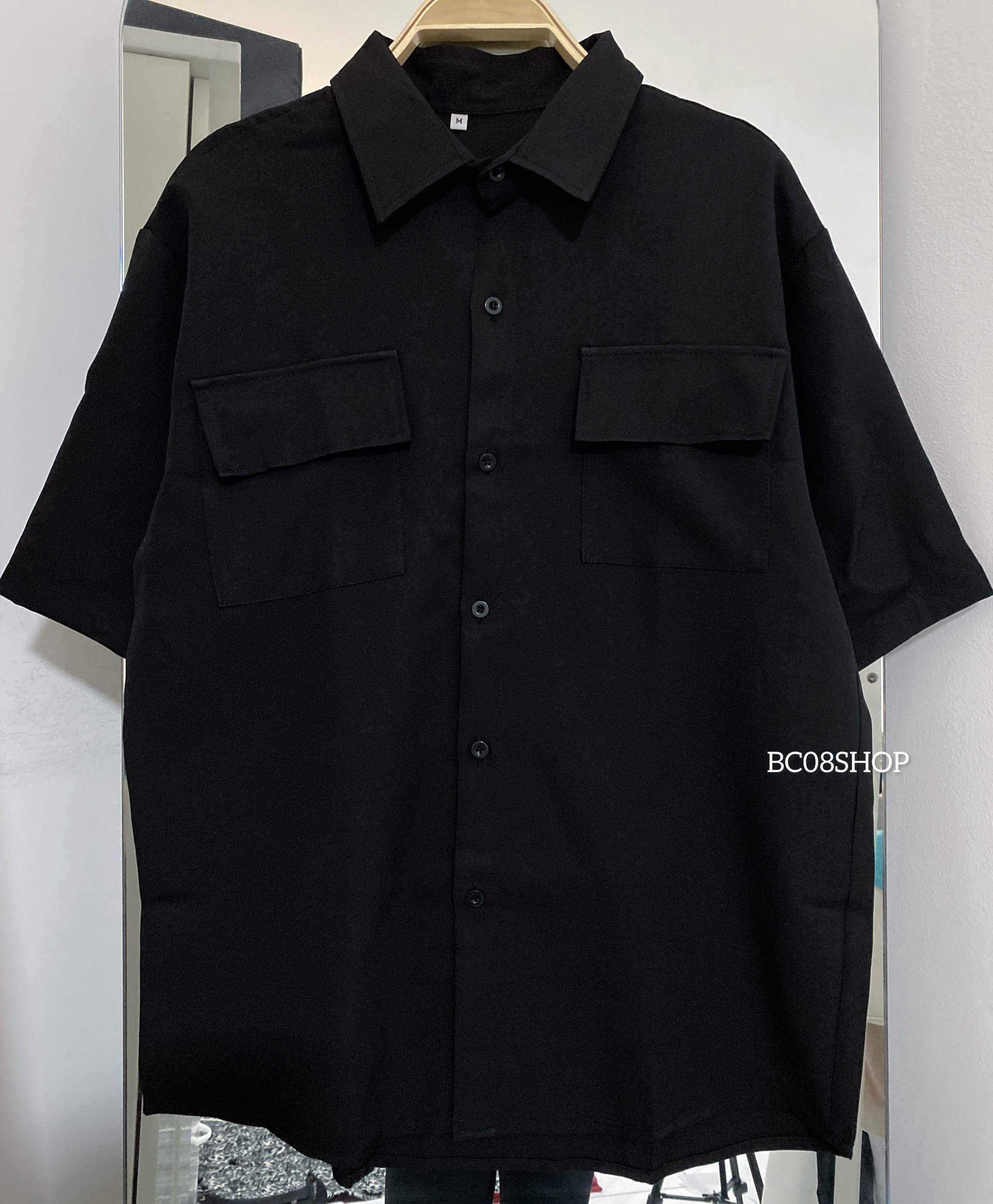 Áo Sơ Mi Tay Lỡ Nam Nữ Basic Chất Vải Cotton 2 màu Đen Trắng